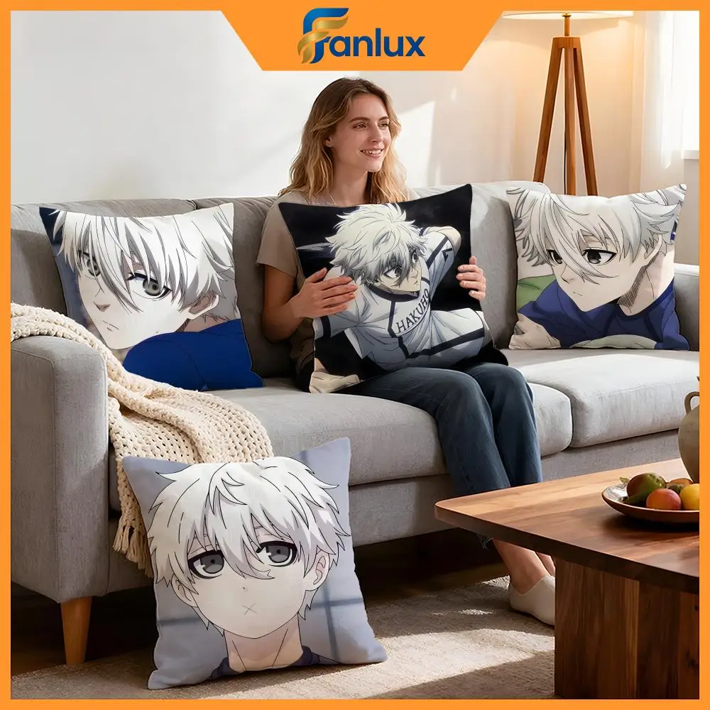 Anime Blue Lock Cushion Cover 4Pcs Decorative Covers Soft Cushion Case for Sofa Couch Decor 40x40 45x45 Pillowcases