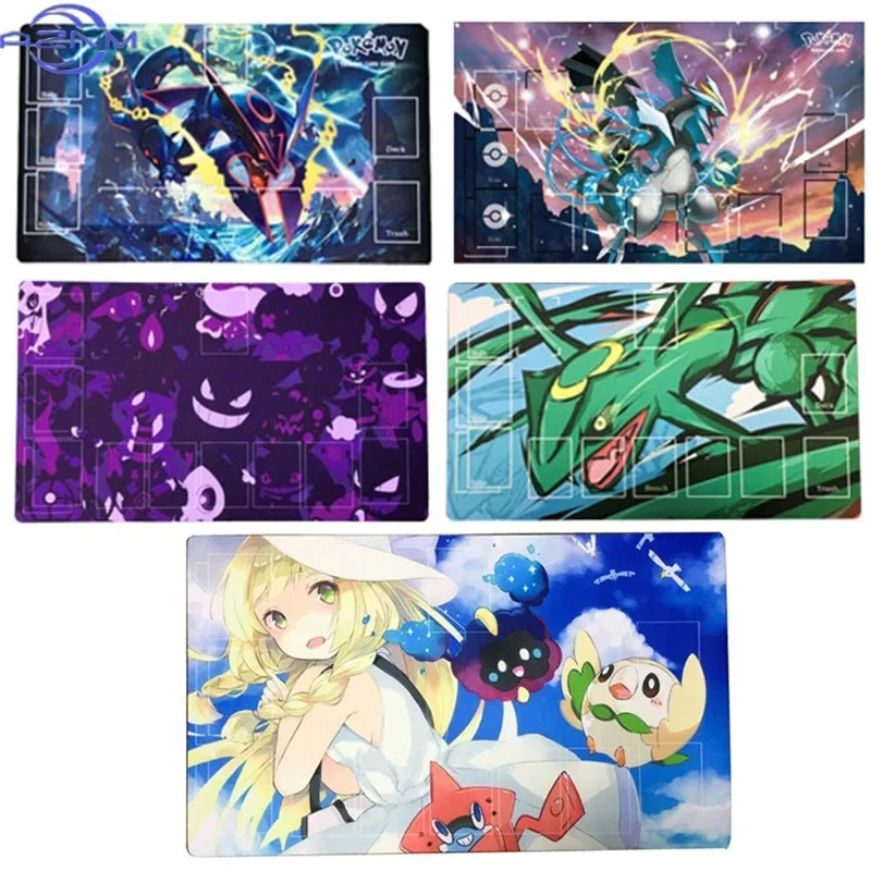 Pokemon Rayquaza Gengar Lillie Kyurem DIY Anime Figure TCG Battle Cards Mat child Birthday christmas gift