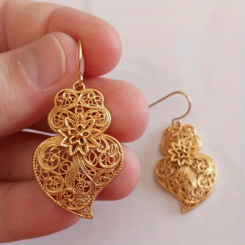 Exquisite Mode-Ohrringe im Boho-Stil mit ausgefallenen hängenden Blättern und Blumen, große Tropfenohrringe, Schmuck für Damen, Geschenk