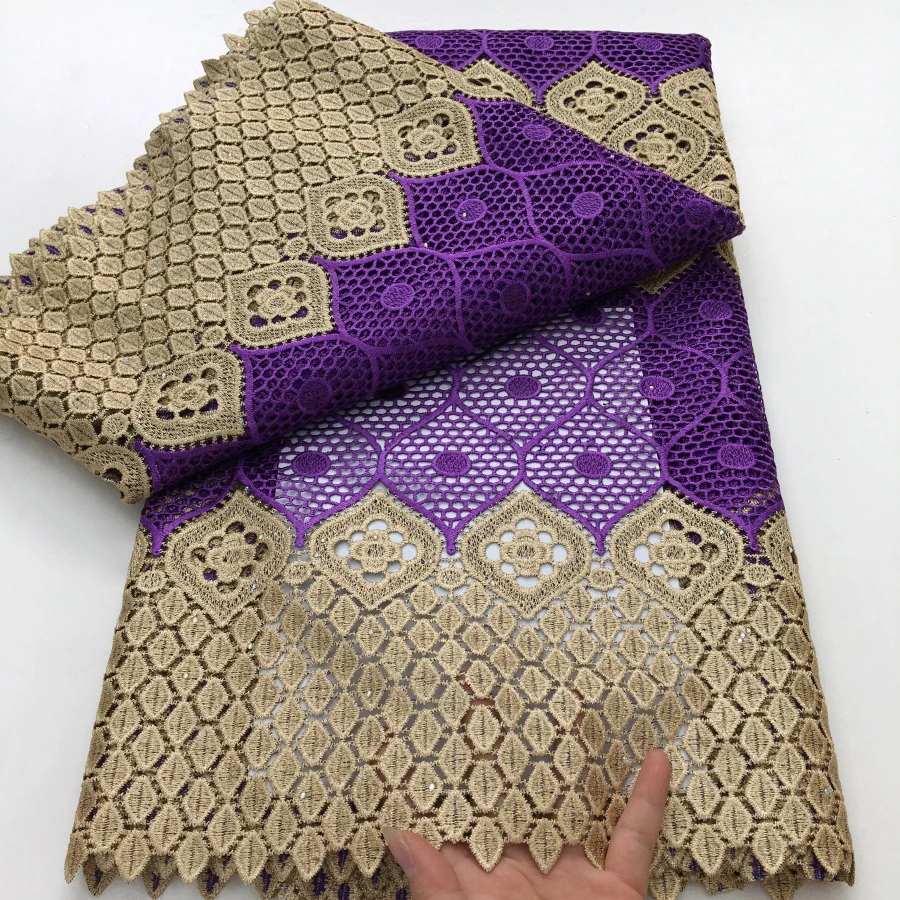 قماش دانتيل بحبل جبر أفريقي 2025 جودة عالية 5 ياردات قماش دانتيل نيجيري قابل للذوبان في الماء للنساء فساتين حفلات الزفاف