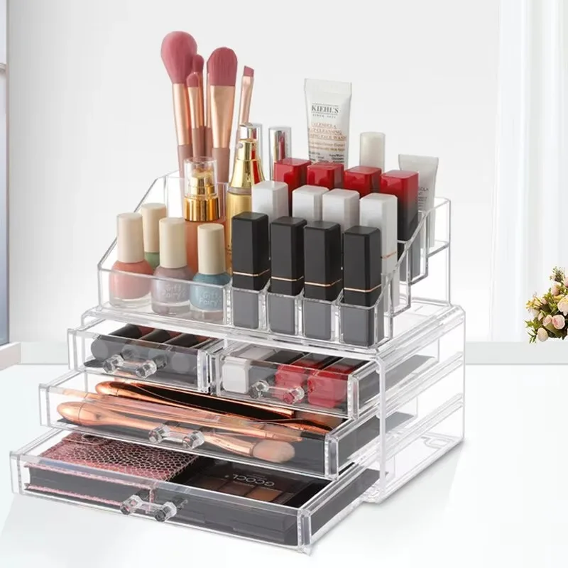 Acrylic Cosmetic Storage Organizer, Large Capacity Desktop Display Box, Drawer Container for Makeup, Nail Polish & Jewelry