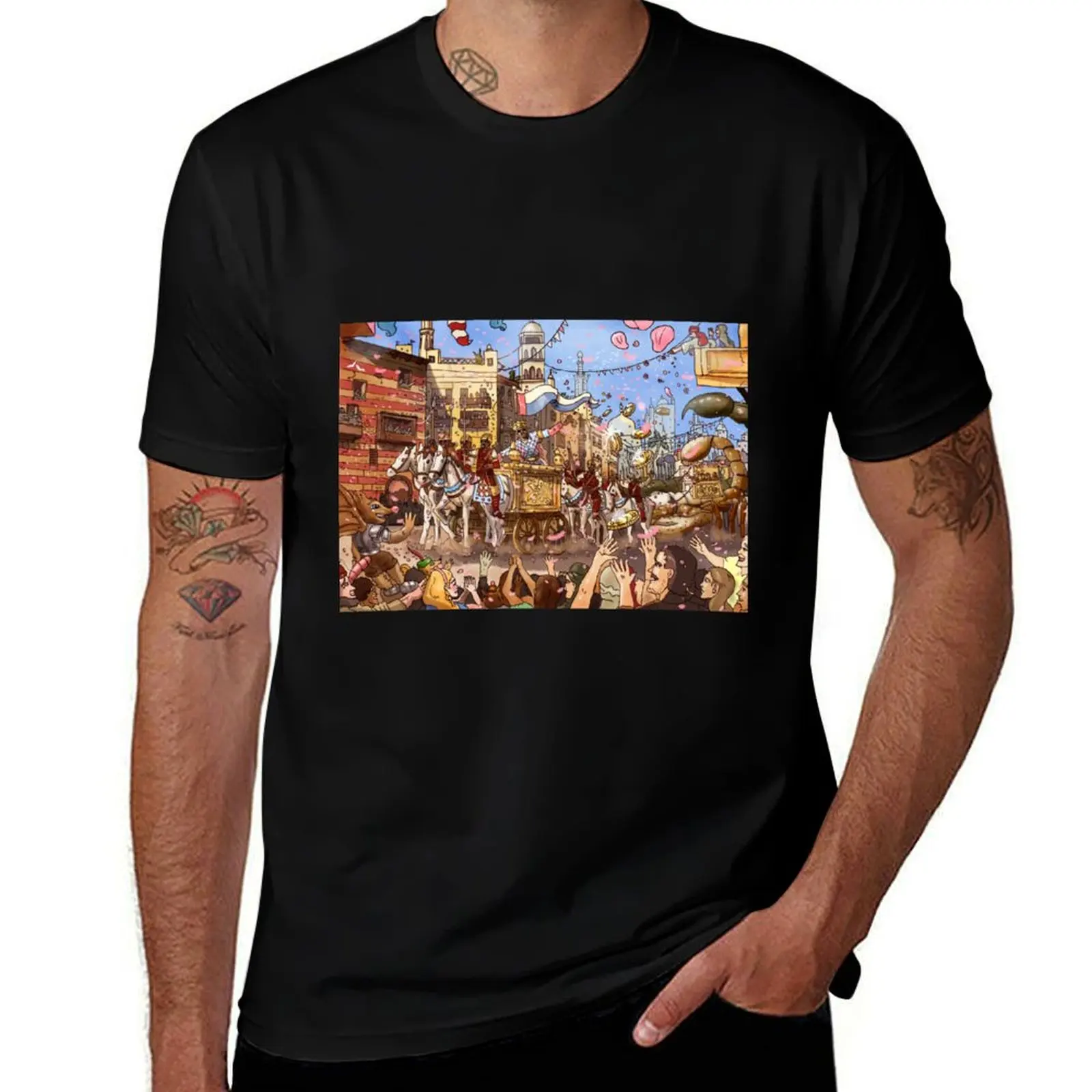 

Mansa Musa Enters Mecca T-Shirt man t shirts graphic men t shirt cotton 100% T-shirt