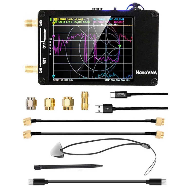 B66C 2023 New NanoVNA-H Vector Network Antenna Analyzer 10KHz-1.5GHz MF HF VHF UHF Slot Spectrum Tester