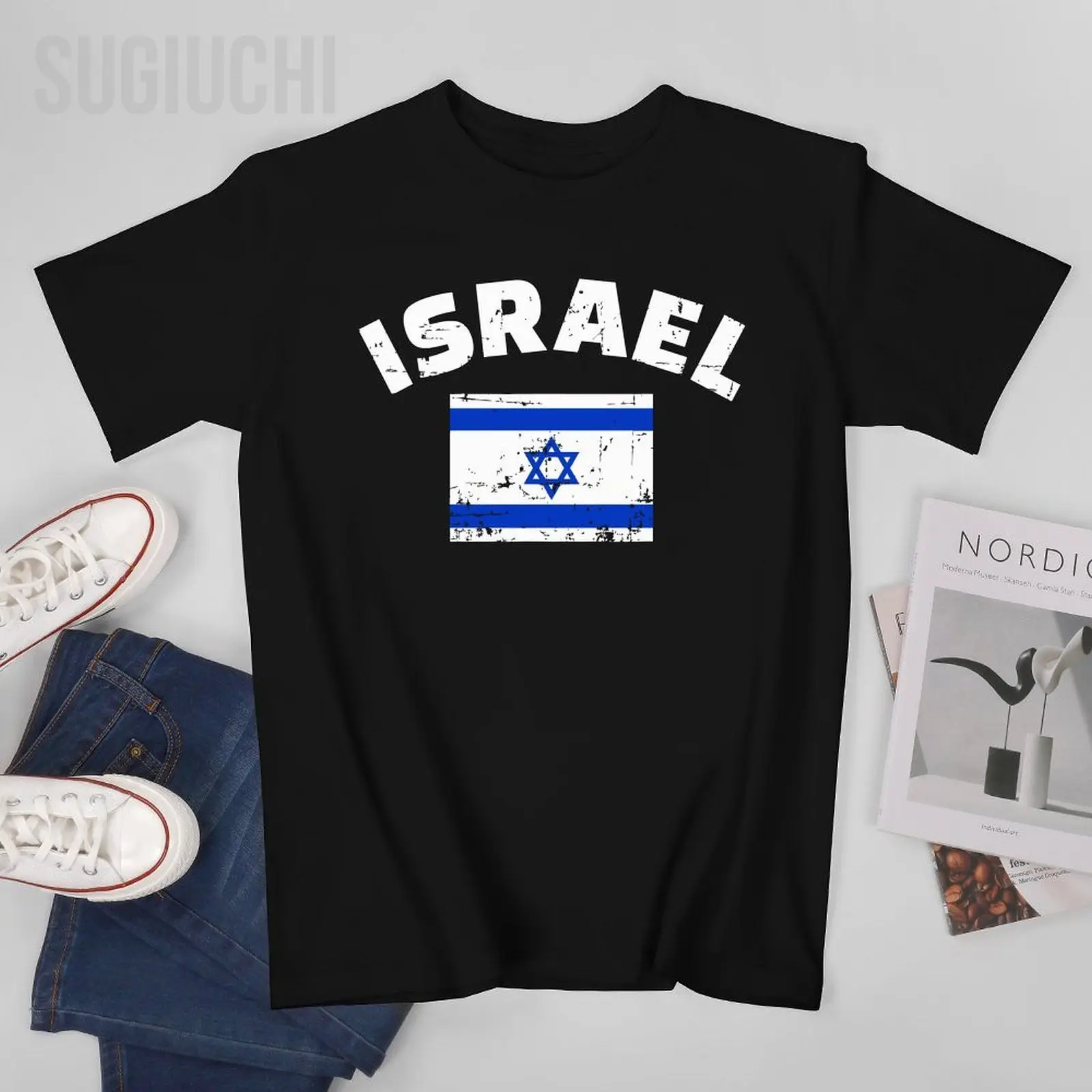 Unisex Men Flag Israel Vintage Tshirt Tees T Shirts Women Boys 100% Cotton T-Shirt