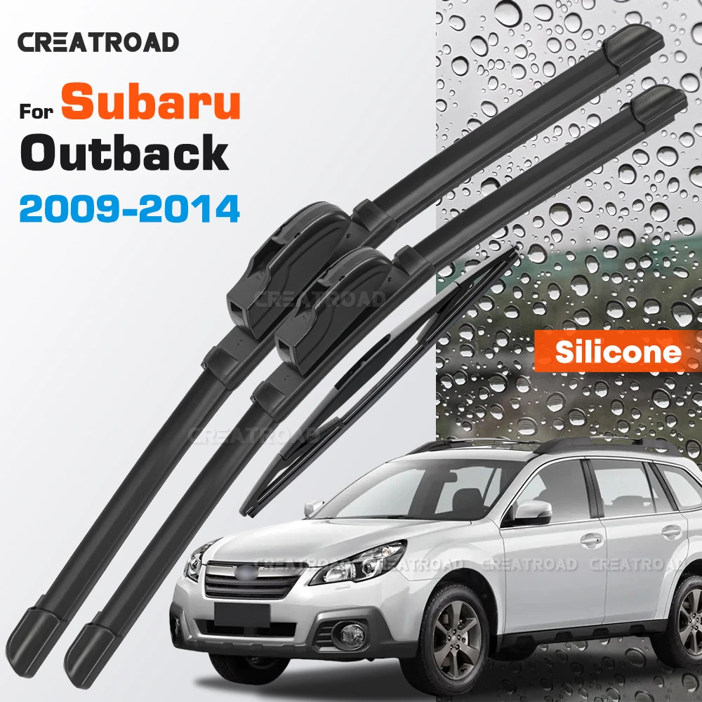 Escobillas de silicona para limpiaparabrisas compatibles con Subaru Outback MK4 BR BM 2009-2014, recubiertas, silenciosas, HD, resistentes al desgaste, 26 "+19 "+14"