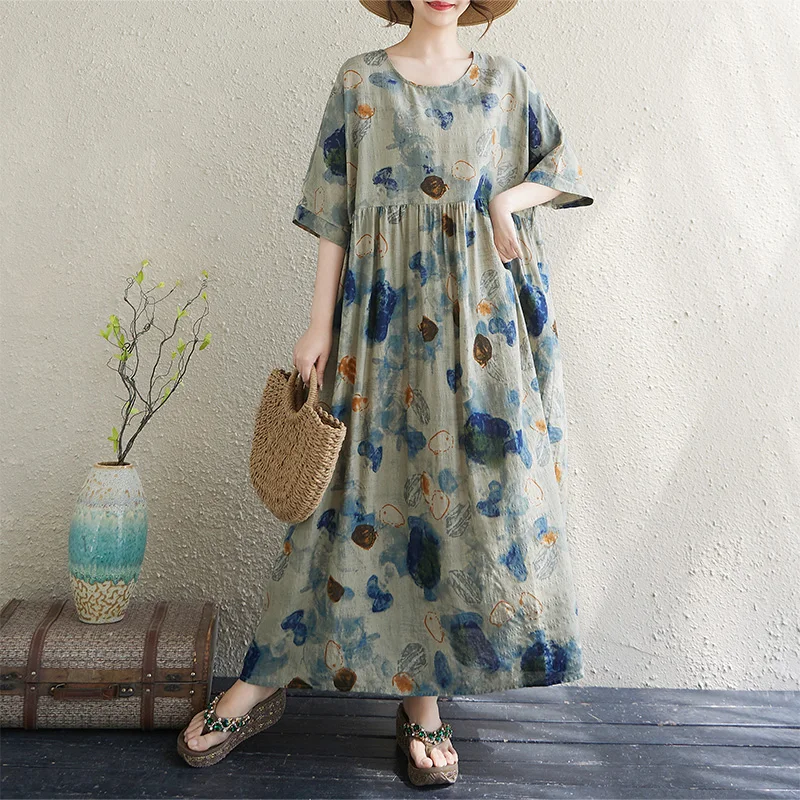 n Gonna ampia in cotone e lino Estate sottile ort Sve rotonda Ne Vaion Sle Orlo ampio Dr plus Size Abbigliamento donna
