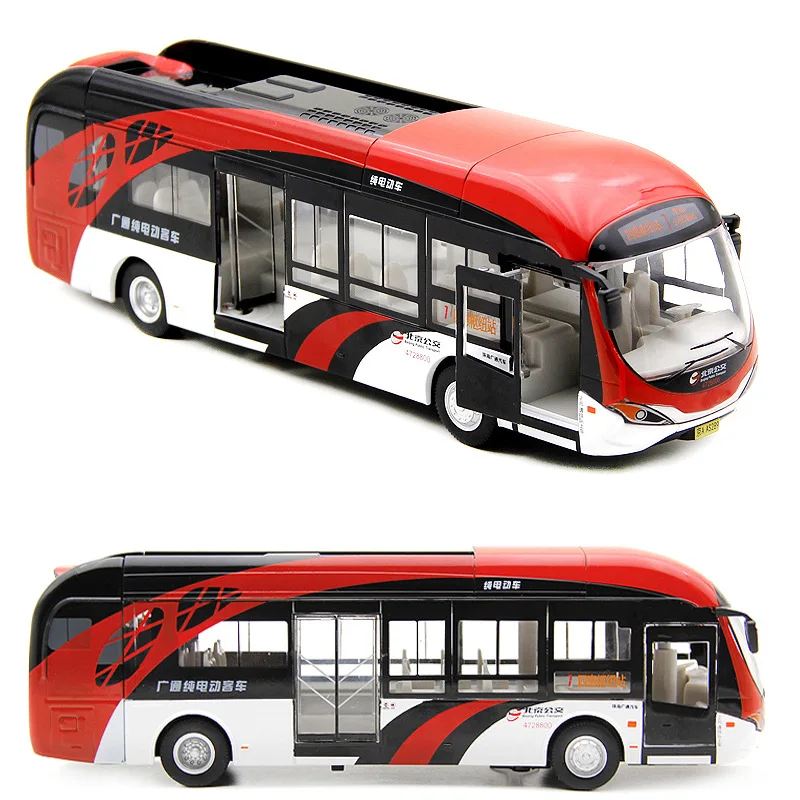 

Alloy Electric Tourist Traffic Bus Car Model Diecast Metal Toy City Passenger Bus Model Sound and Light Children Gift B391