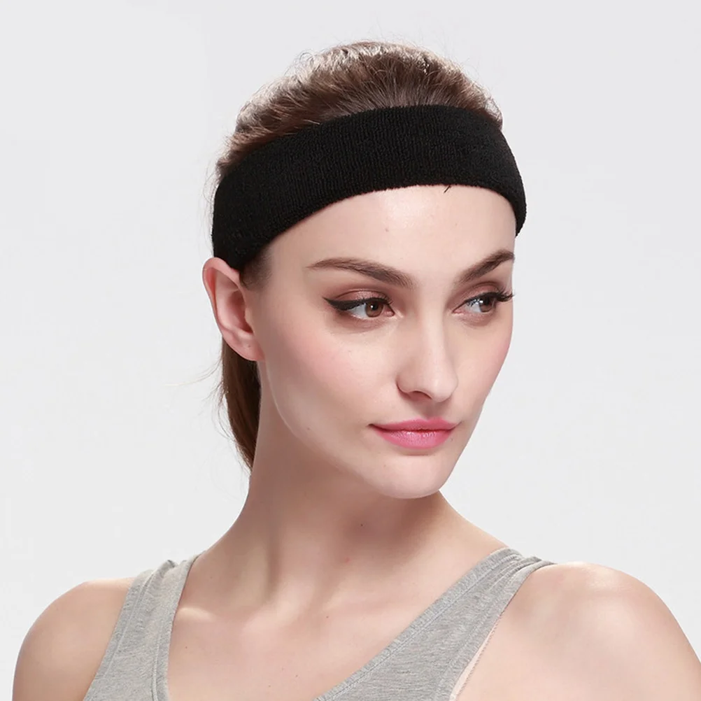 4 Pcs Head Band Cototn Hairband Tennis Headband Badminton 18*5 Cm Yoga Headbands Black Sweat Absorbing Sports