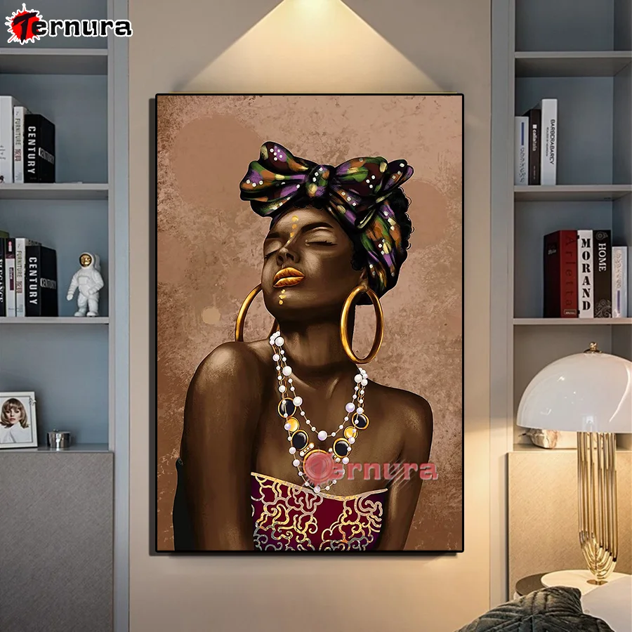 5D diamond mosaic Diy Diamond Painting African woman turban female Embroidery Cross Stitch full square Drill rhinestone Decor