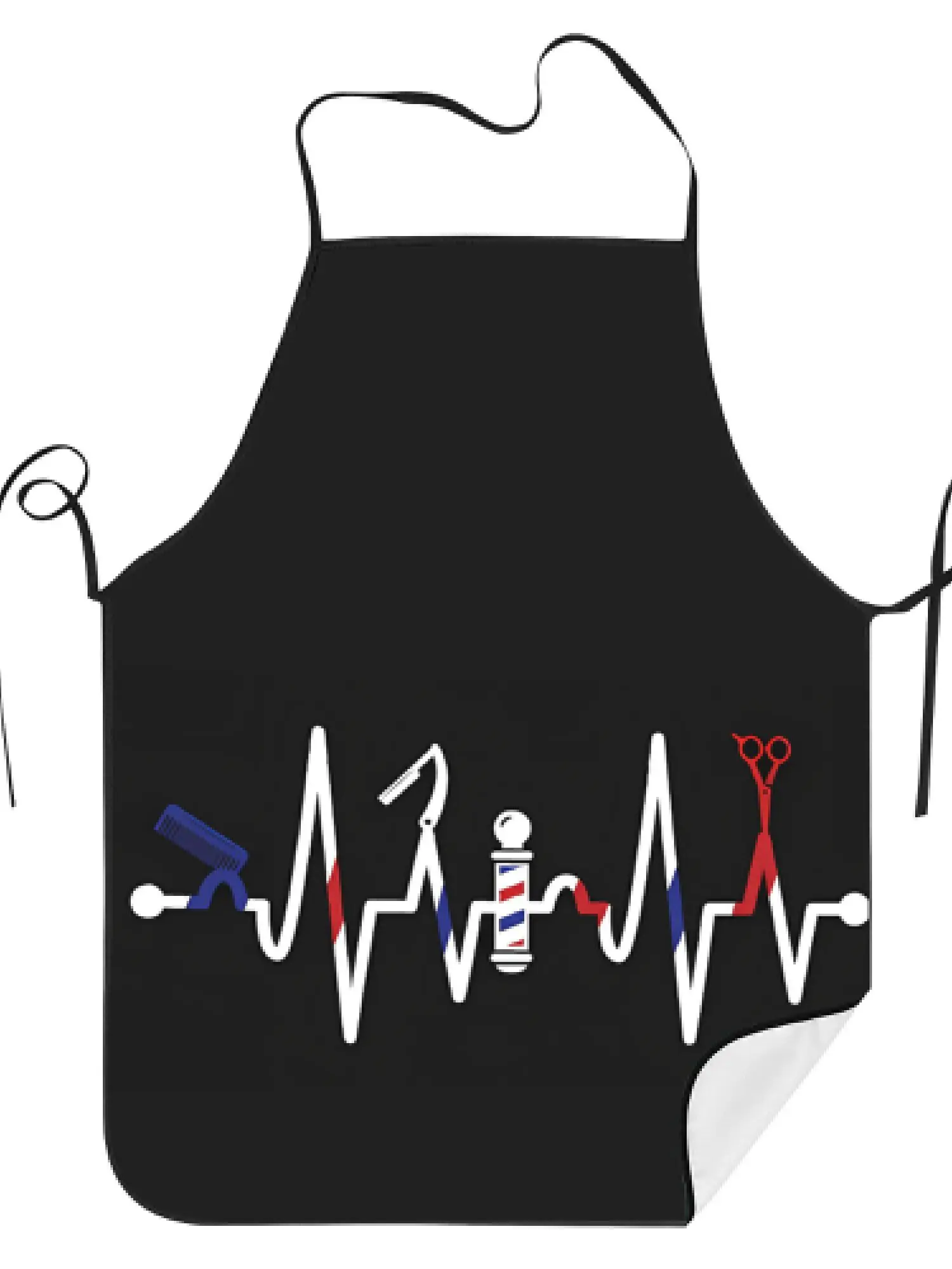 Barber Shop Heartbeat Printed Apron for Men and Women Professional Hair Stylist Cooking Bib