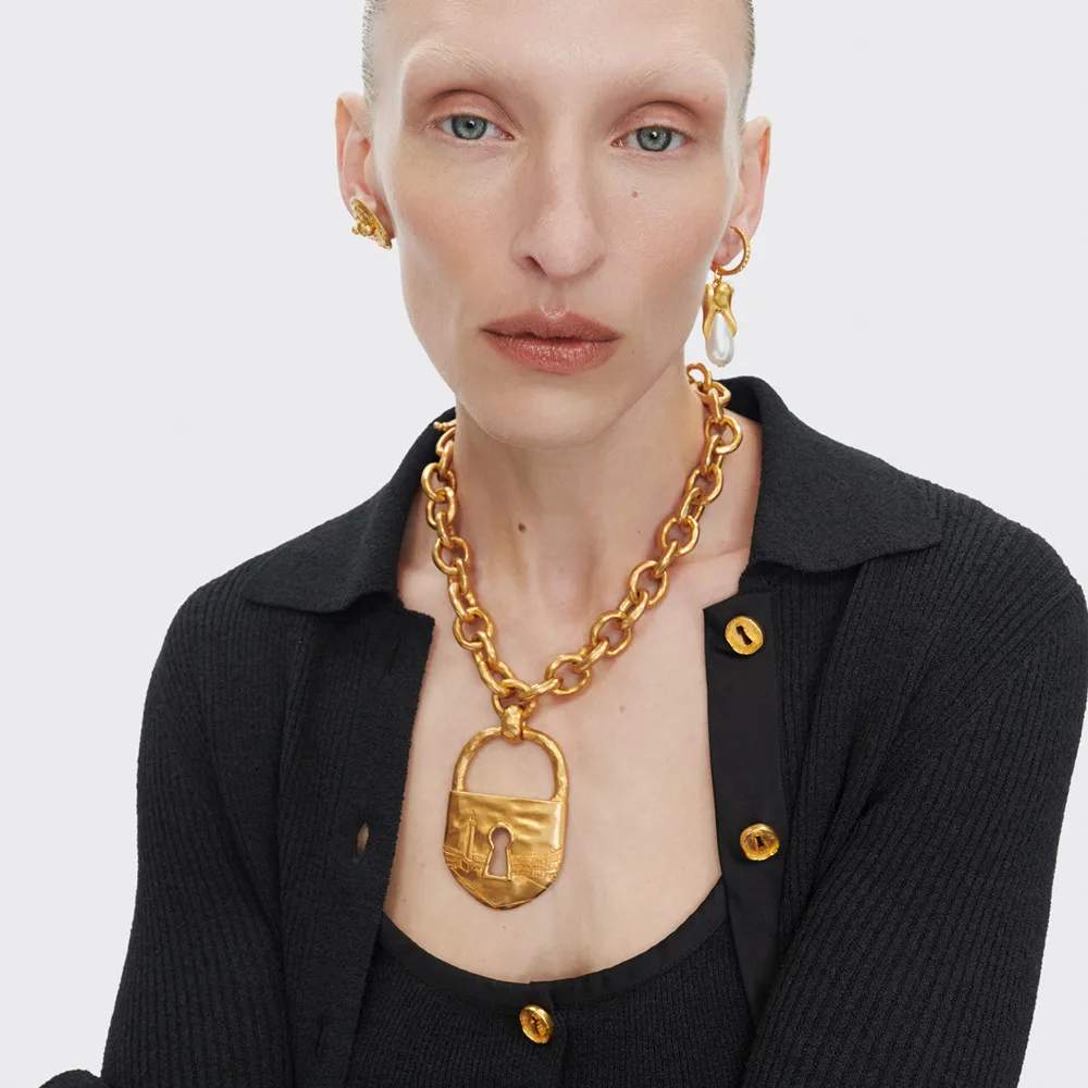 جديد وصول سبائك معدنية مفتاح القفل قلادة قلادة للنساء مجوهرات هدايا حفلة عيد ميلاد سترة إكسسوارات عقد #2