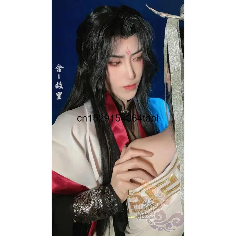 Scum Villain Система самосохранения Liu Qingge Длинный черный хвост 70 см Парик для косплея Синтетические волосы Аниме Хэллоуин Вечеринка Древние