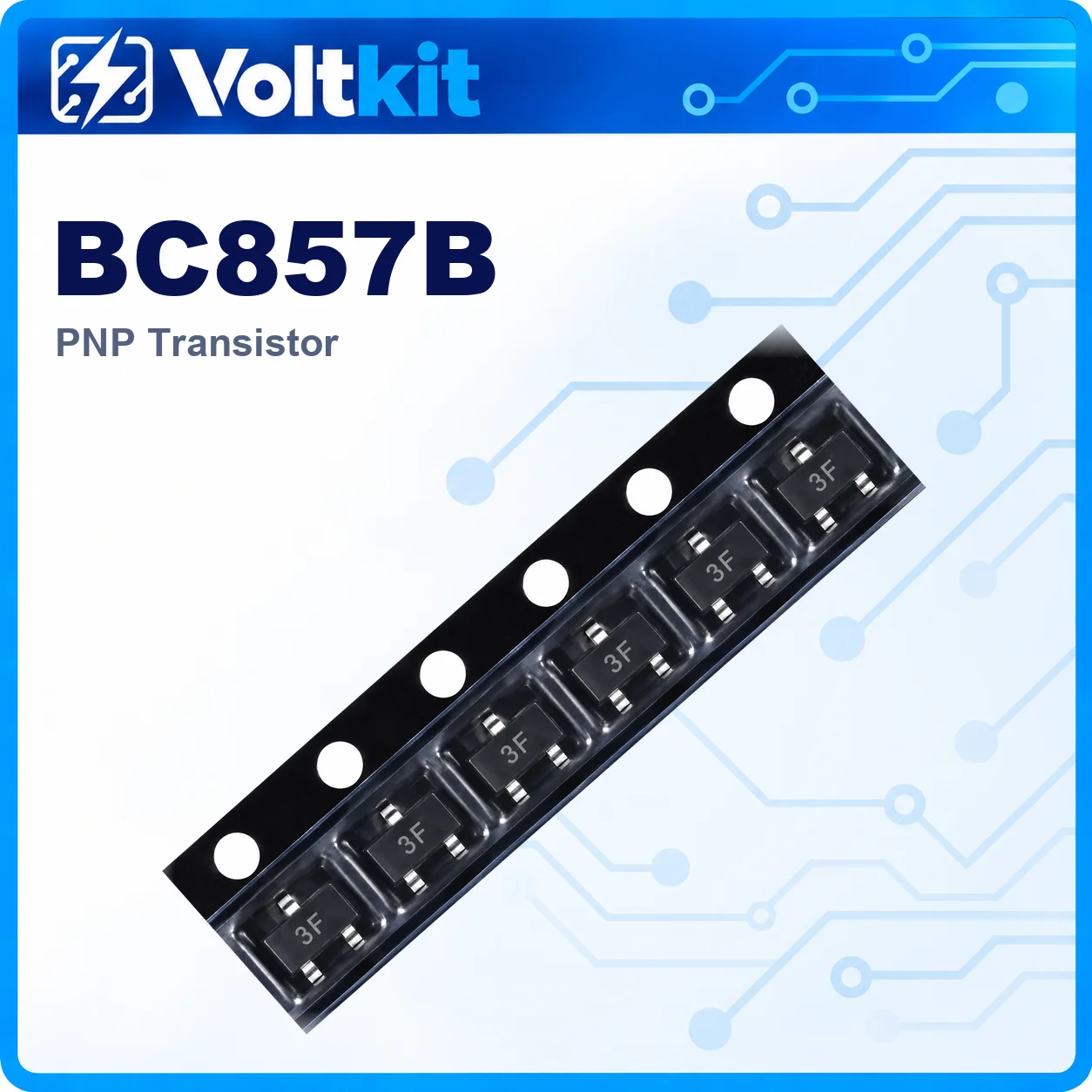 50PCS BC857 BC857B BC857C SOT-23 SMD PNP Small Signal BJT Transistor 45V 100mA