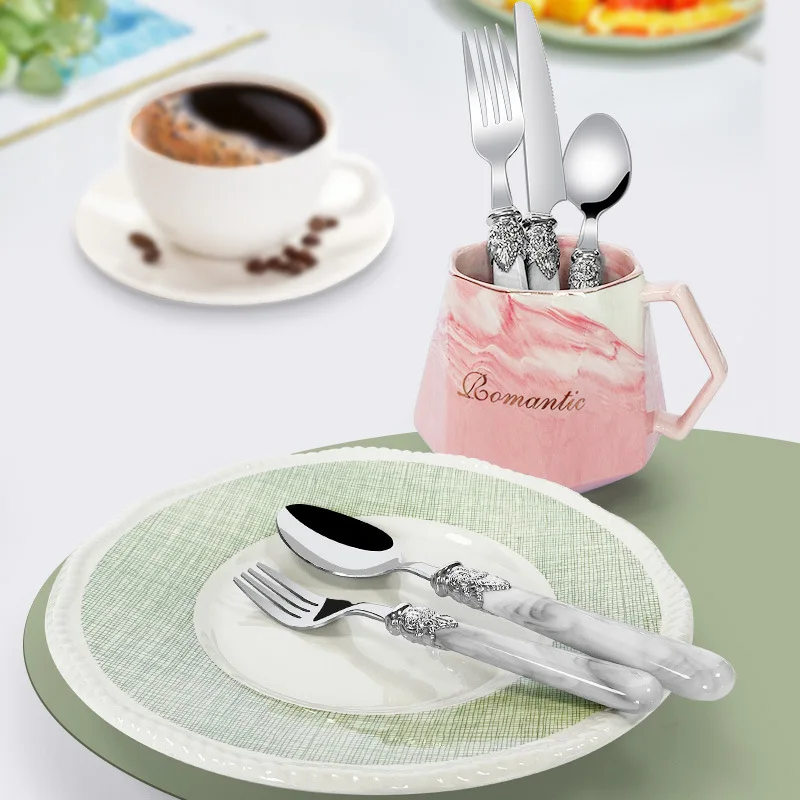 New Fashion 18/0 Steel Cutlery Set 5 PCS  ABS Metarial Flatware Set For 1 Tableware Dinnerware Black Dishwasher Safe