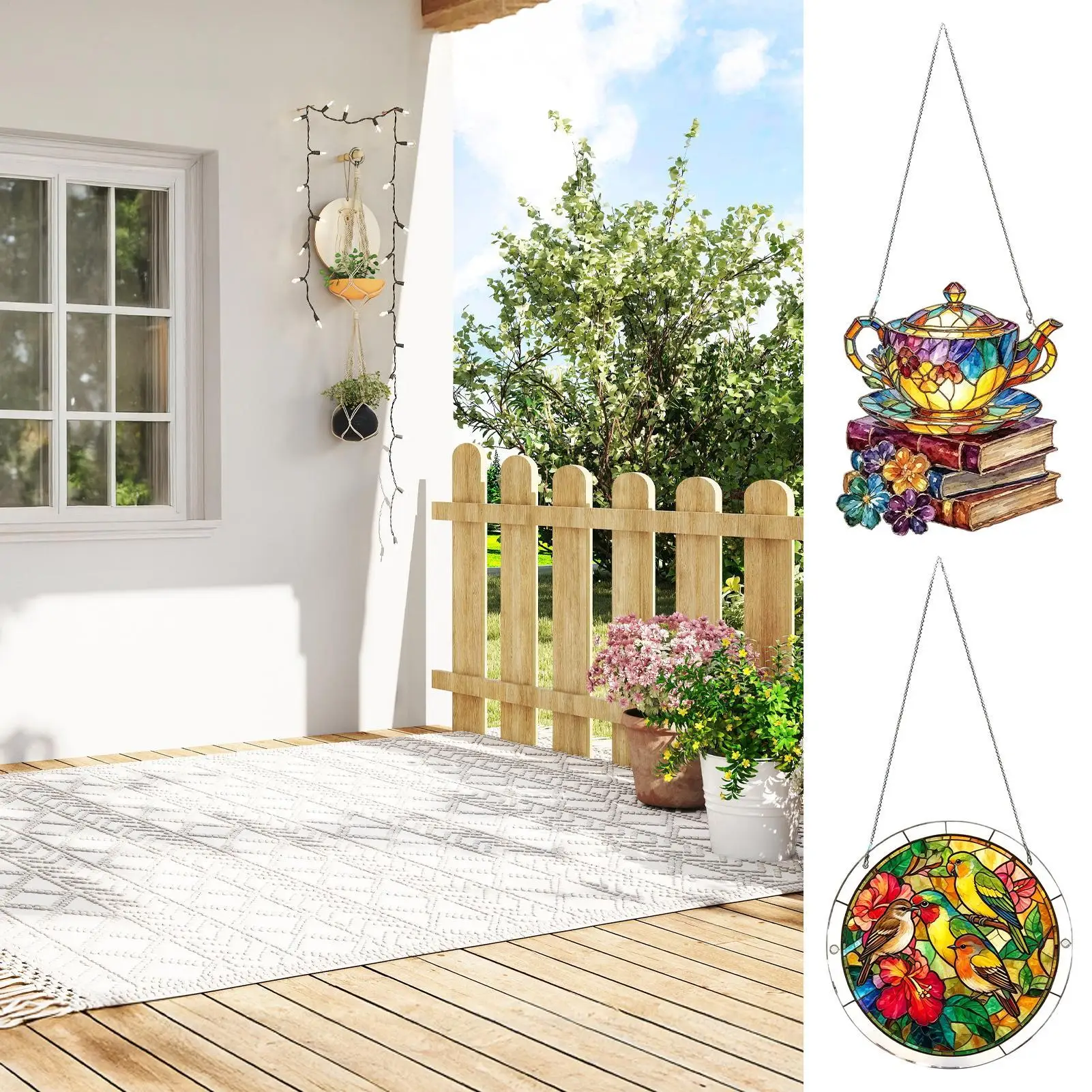 Light Catcher Acrylic Colorful Decorative Ornament Jigsaw Puzzles Rainbow Maker Pendant For Home Indoor Outdoor Living Room