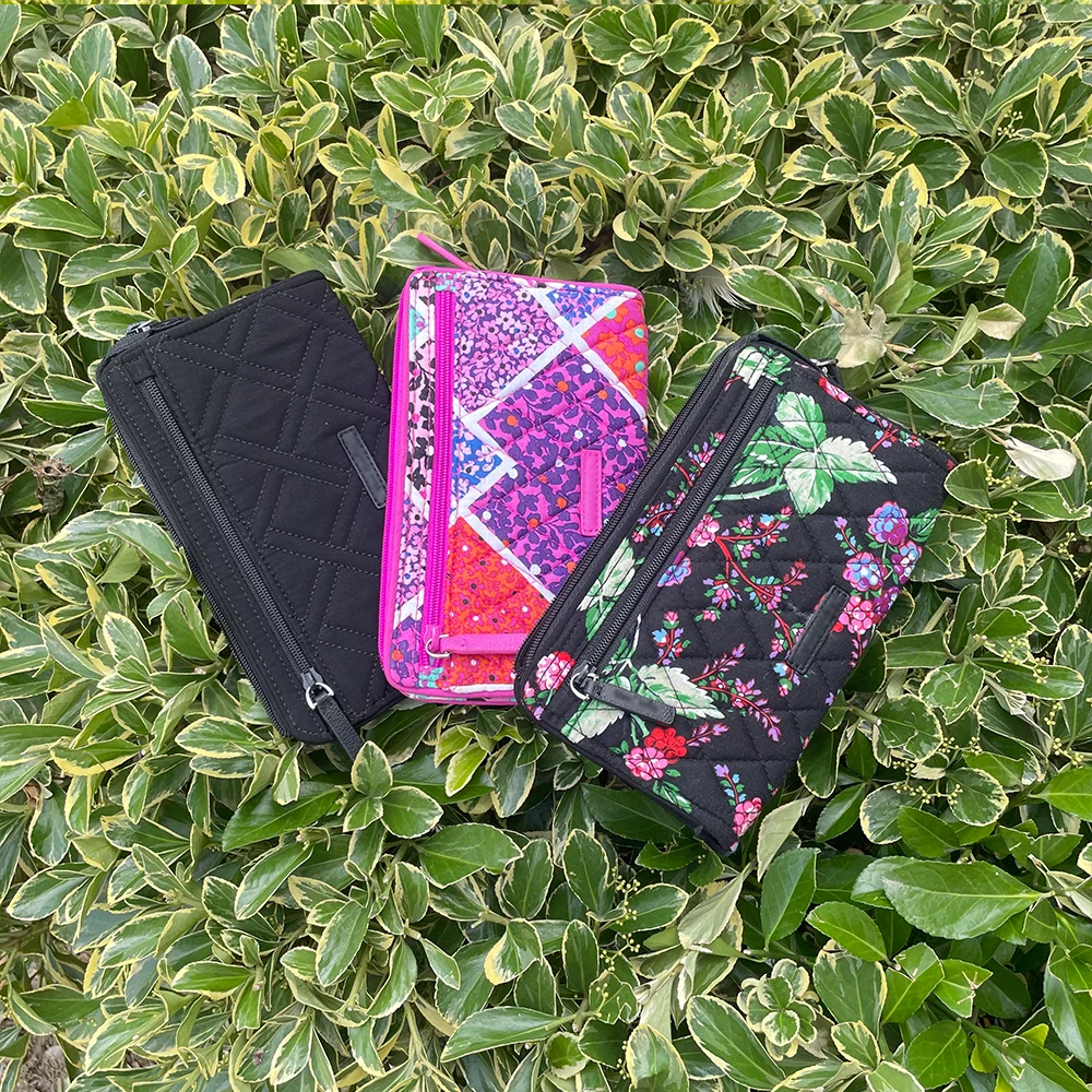 American environmental protection cotton printing ladies long wallet coin purse ladies card bag storage coin purse flower wallet