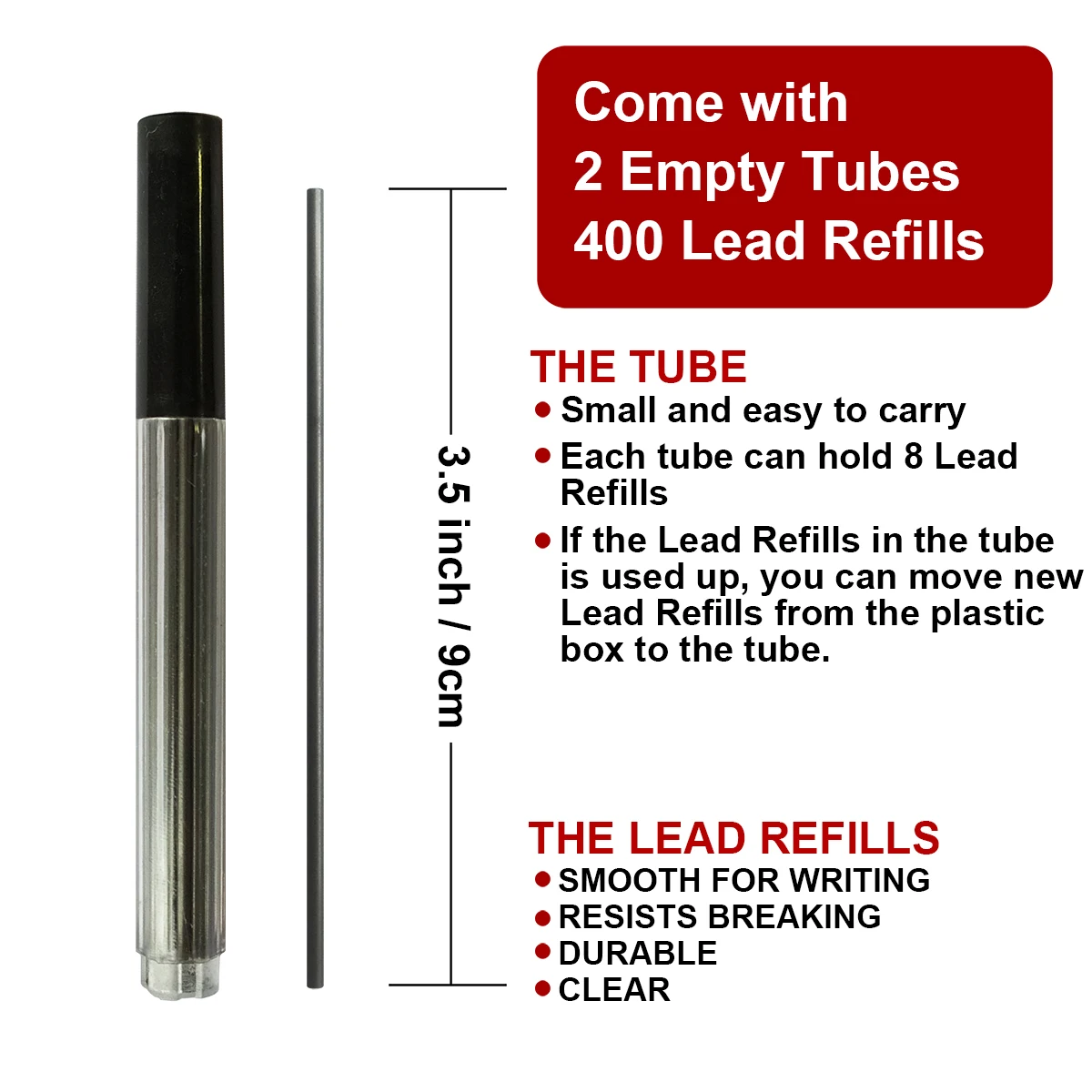 400Pcs/box 2.0mm 2B Mechanical Pencil Refill Mechanical Pencil Leads 2B Pencil Automatic Pencil Core Refill School Black image 2