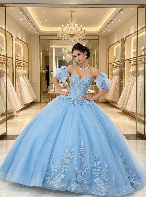 Elegant Quinceanera Dresse Dazzling crystal bead Shining lace decals Detachable tie butterfly sleeves Gown Vestidos De Novias