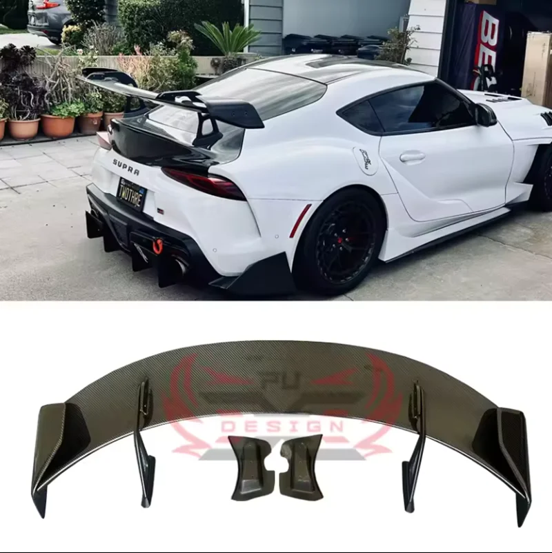 Dry Carbon Fiber for Toyota GR Supra A90 A91 MK5 AT-R2 V2 upright Wing Rear Spoiler Trunk Lip Flap Performance Kit