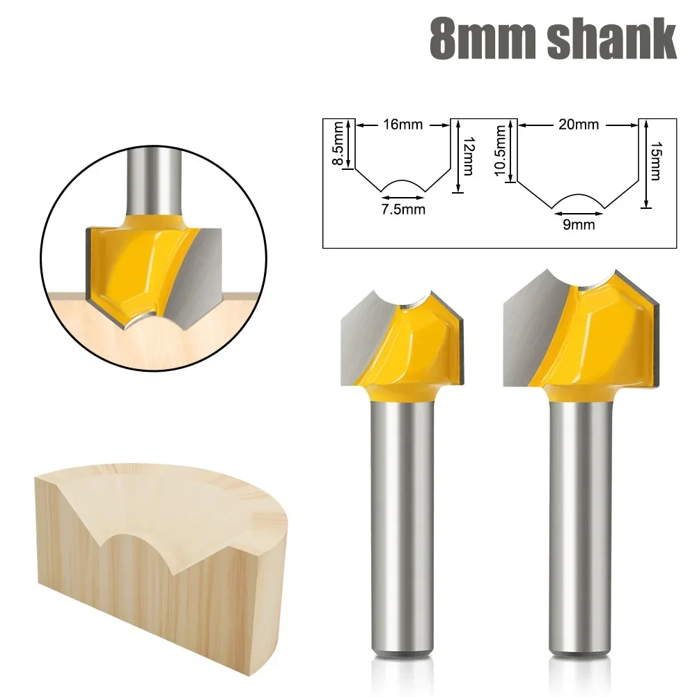 8mm Shank Professional Grade Double Arc Ball Bit Round Over Router Bits Woodworking Engraving Cutter