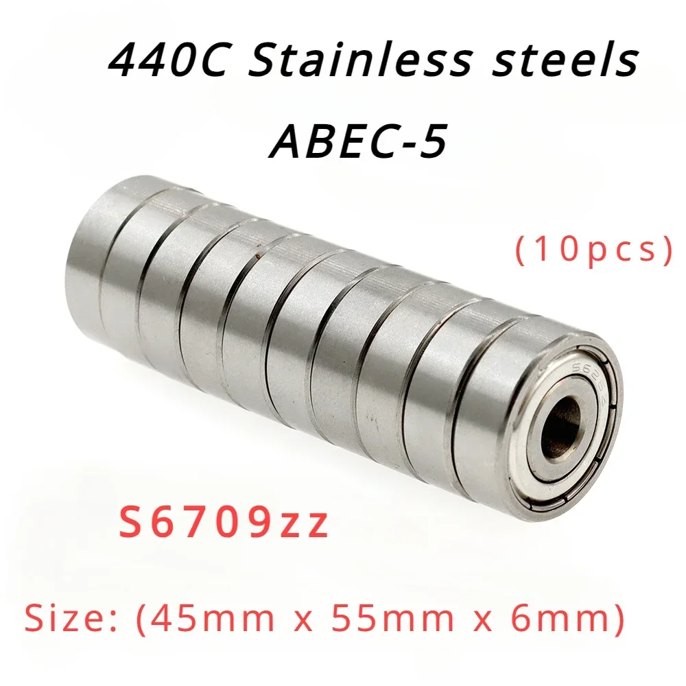 

Veekraft High Performance 440C Stainless Steels ABEC-5 Deep Groove Ball Bearings - S6709zz 10pcs Size:45mmx55mmx6mm