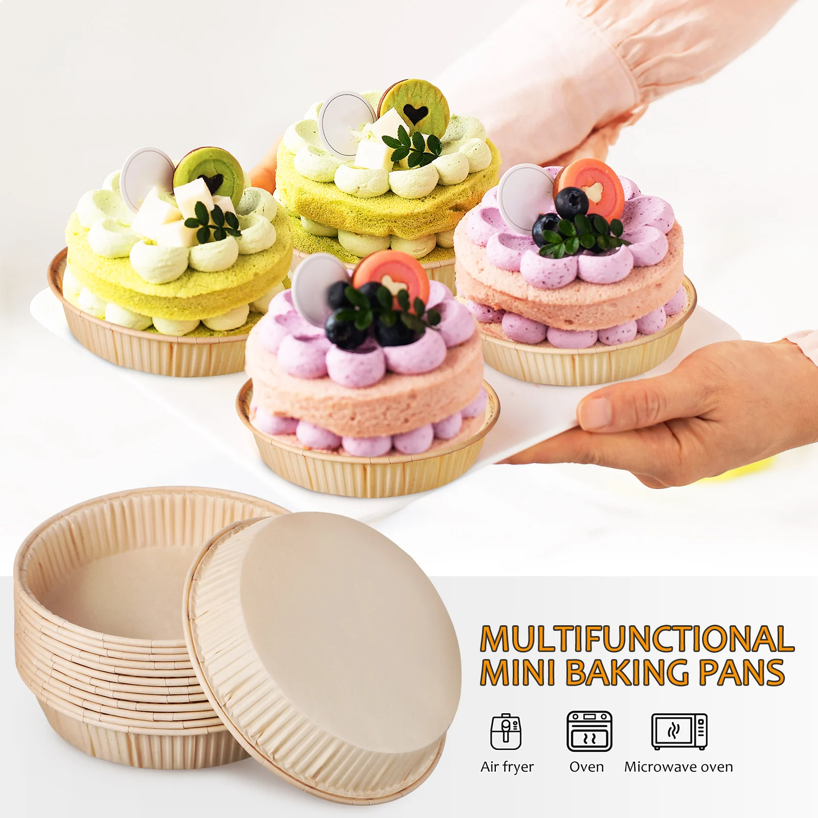 

100 Pcs 4 Inch Golden Baking Cake Paper Mold Mini Tart Grade Grease Proof Easy Round Quiche Pan Baking Tools