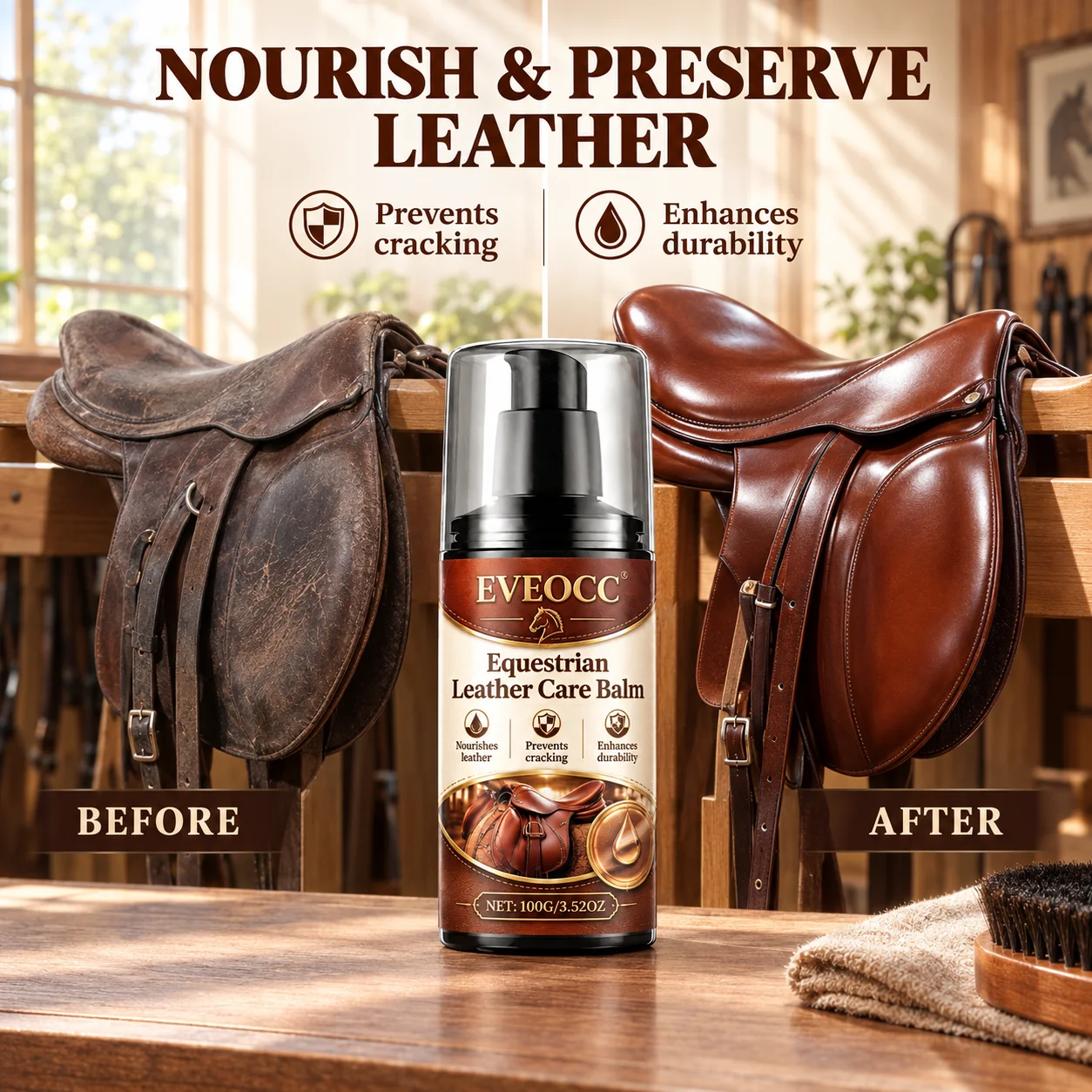 EVEOCC Equestrian Leather Care Balm 100g Leather Conditioner for Saddle Horse Tack Prevent Cracking Nourish Leather - view 3