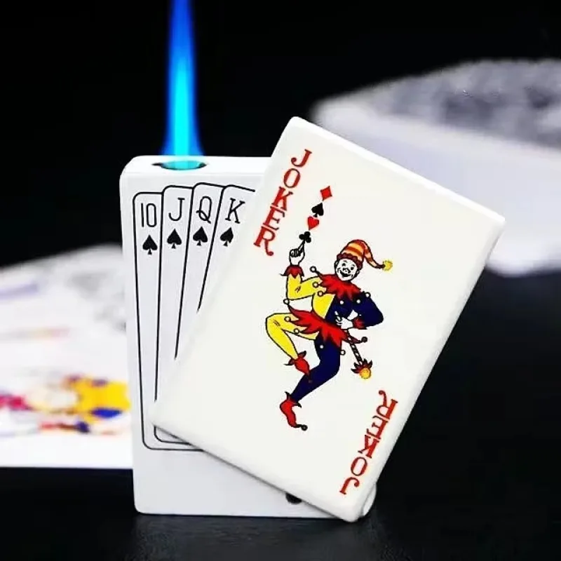 Creative Playing Cards for Girls Fashion Lightemitting Lighter Butane Gadget Personalized Lighter Gift Smoking Accessories 2024