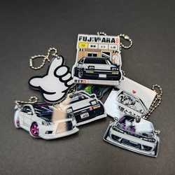 Acrylic Key Ring Car Tuning Parts Shock Keychain Initial D JDM Styling Keyring Chains For Nissan Toyota Double Sided Drift King