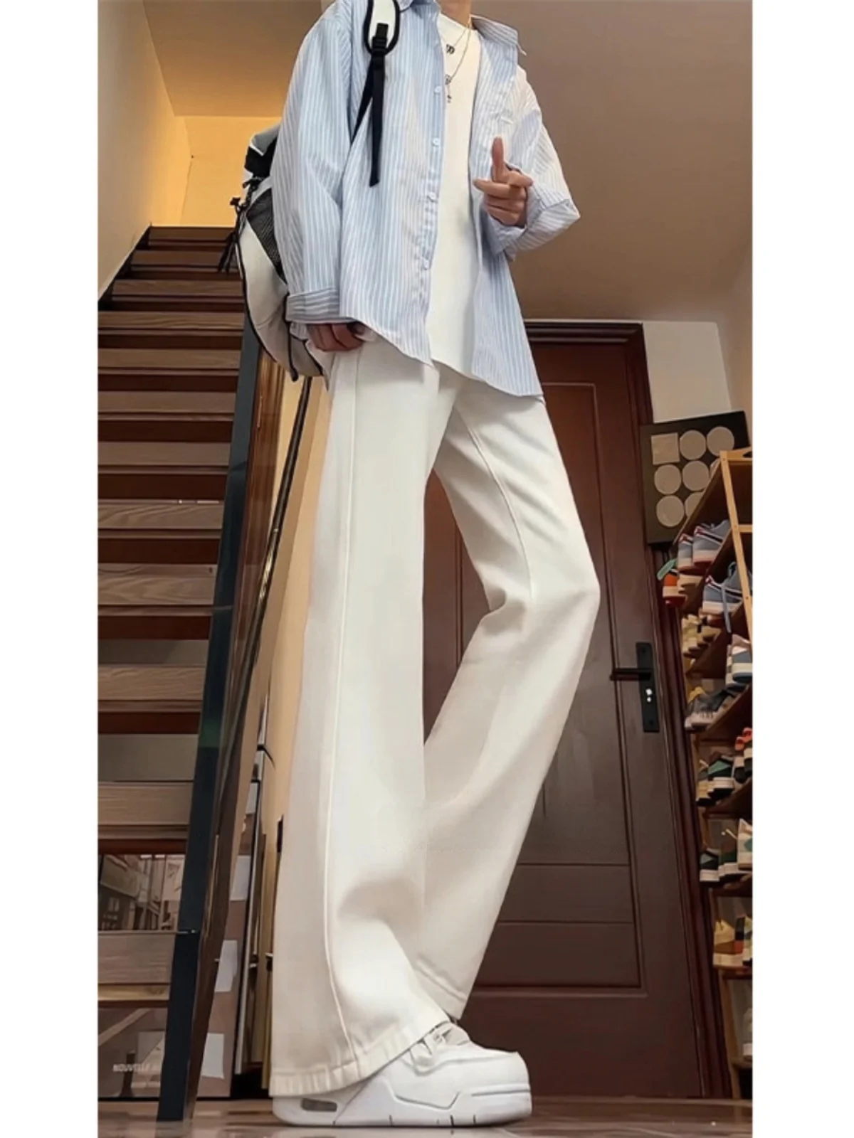 

Мужские белые джинсы Cleanfit: зауженные, тонкие, летние, прямые, с драпировкой, в стиле High Street, повседневные, прямого кроя