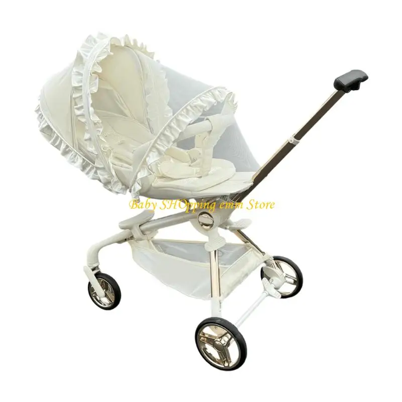 

23GD Breathable Baby Pram Fly Netting Lace Embellished Protective Canopy Tent