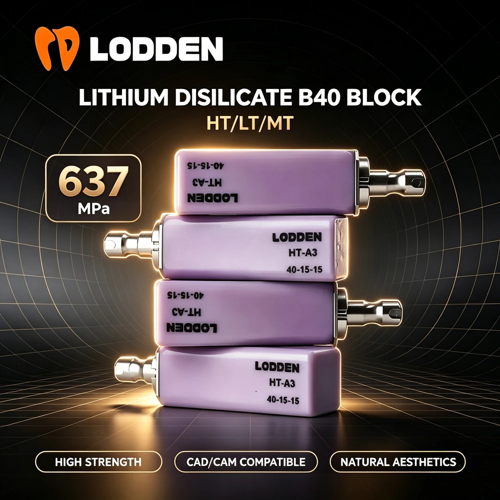 LODDEN Deatal Metarial B40 40-15-15 Lithium Disilicate Blocks LT/HT/MT Dental Lab Glass Ceramic for CAD CAM Block 4 Pieces