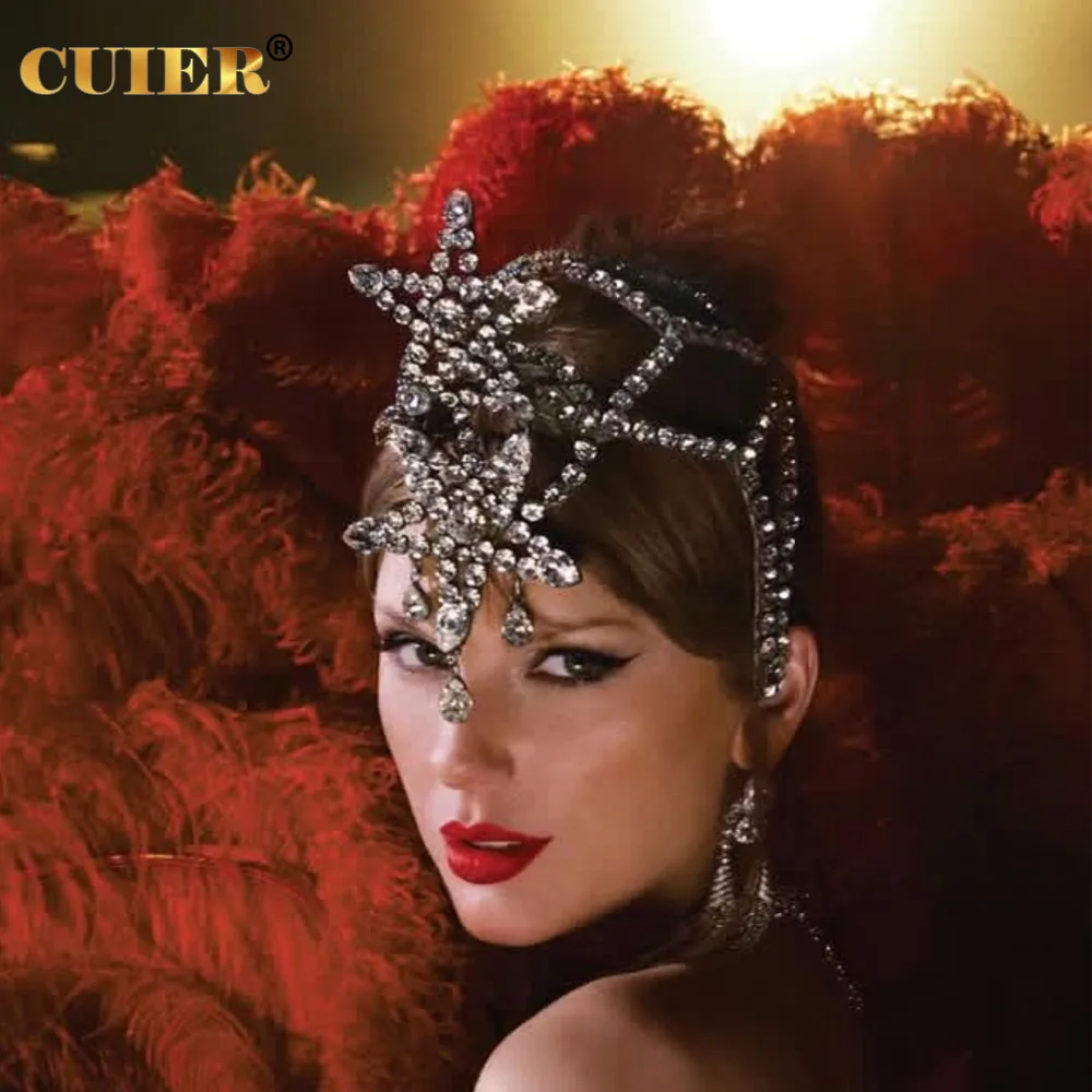 

CUIER showgirl headpiece crystal Star geometry headwear Jewelry for stage party Exaggerated Rhinestone festival hair Accessories
