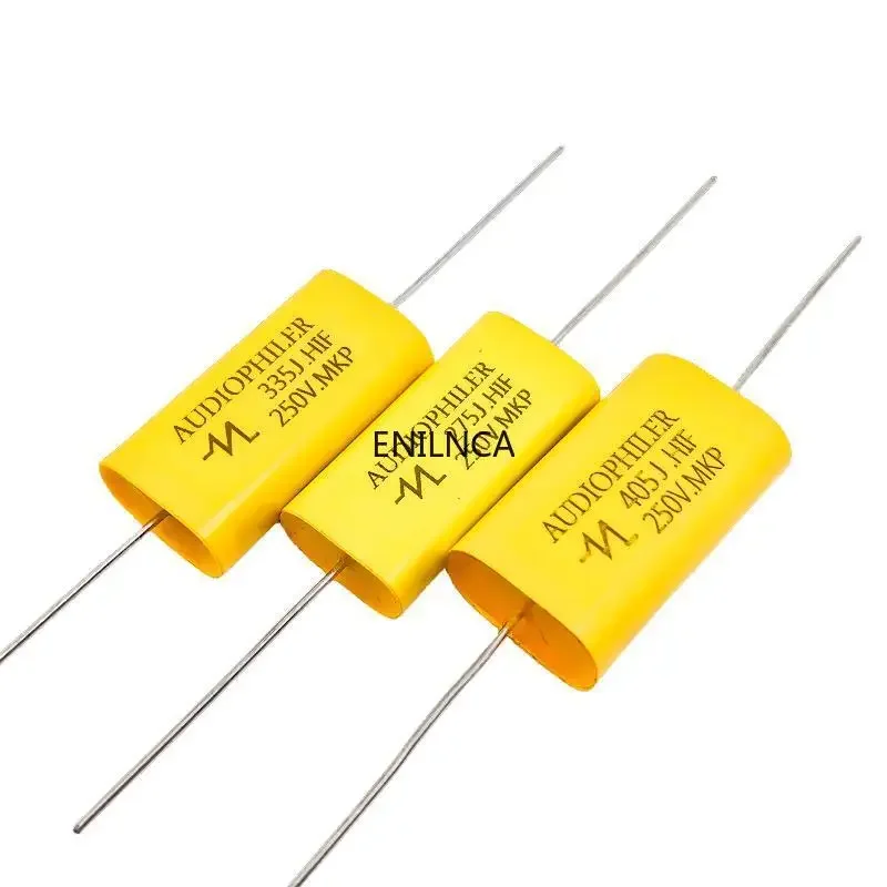2 peças 250v mkp capacitor áudio hifi febre áudio filme de metal acoplamento divisão de frequência 1uf 1.5uf 1.8uf 2.2uf 2.7uf 4.7uf