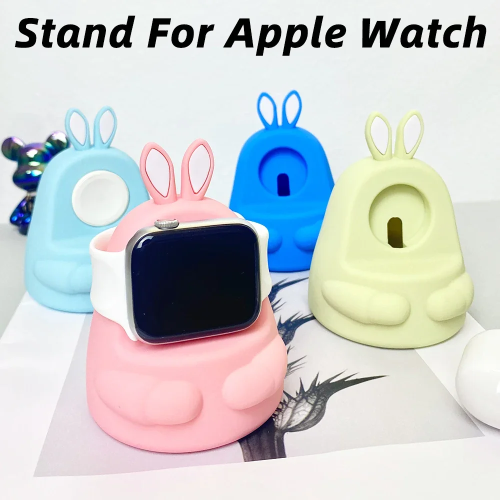 Charge Stand For Apple Watch Cute Bunny Pattern Charging Dock Station Desktop Beside Holder for iWatch 8 7 6 5 4 3 2 SE