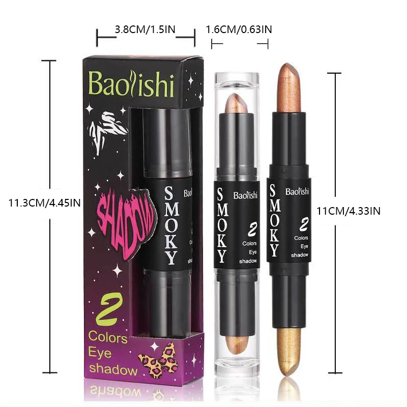 ダブルヘッド 6 色アイシャドウスティックダイヤモンドフラッシュペンペンシルパールロングエフェクトアイシャドウ