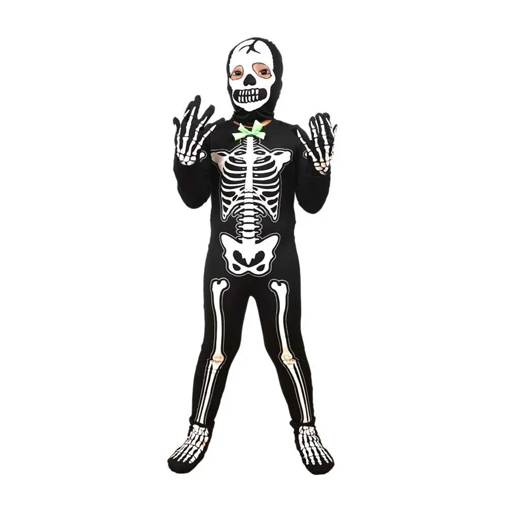 

Dress Up Costumes Halloween Skull Costume Glow-in-the-Dark Hooded Children Cosplay Costume Cartoon Design Clothing Props