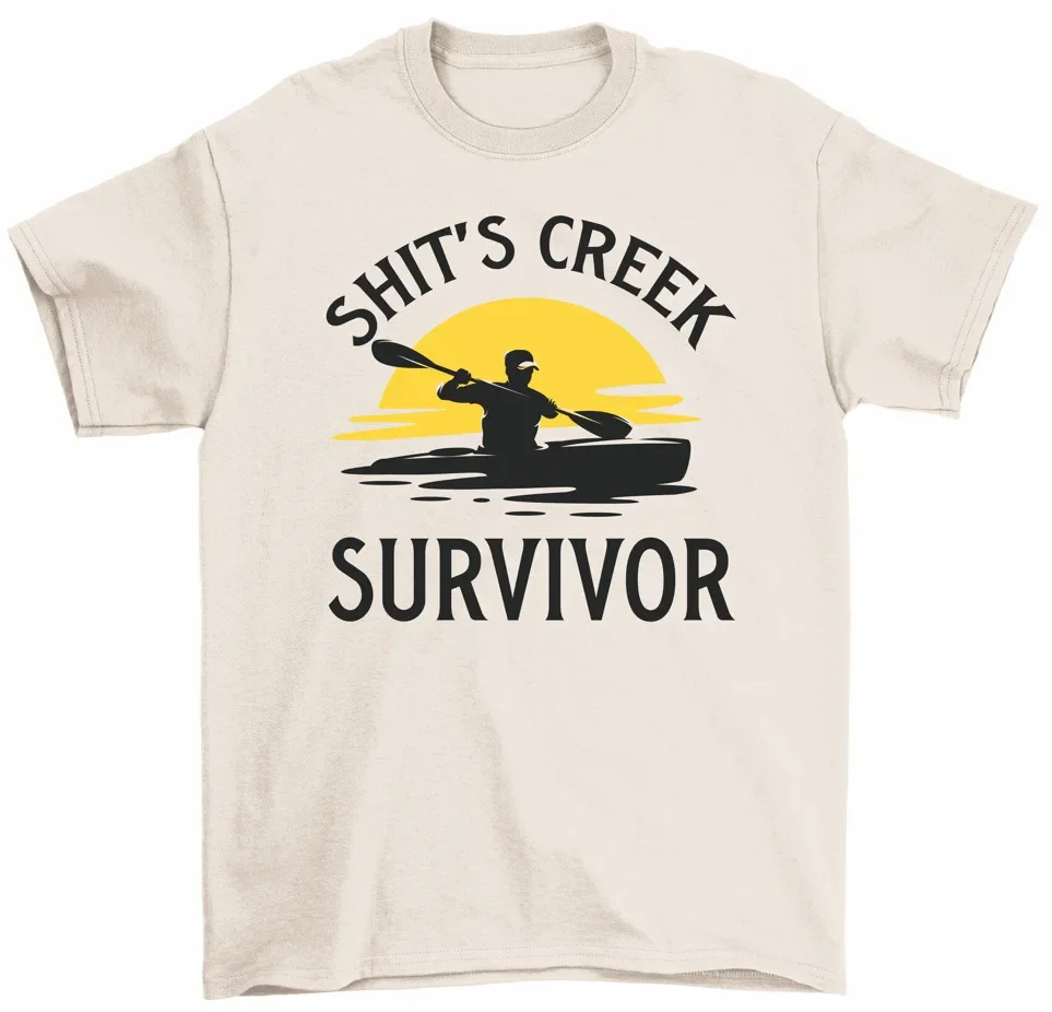 Sht's Creek Survivor T-Shirt Funny Row Paddle Boat Unisex Tee High Quality 100%Cotton Short Sleeve