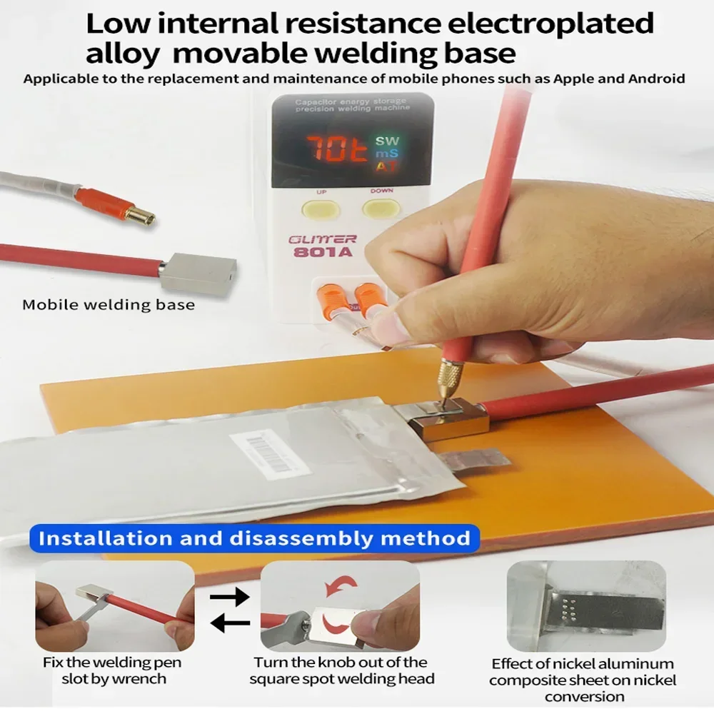 801A Spot Welder Handheld Capacitor Energy Storage Spot Welder 11.6 KW Pulse Welding Phone Battery Repair 100~240V Universal