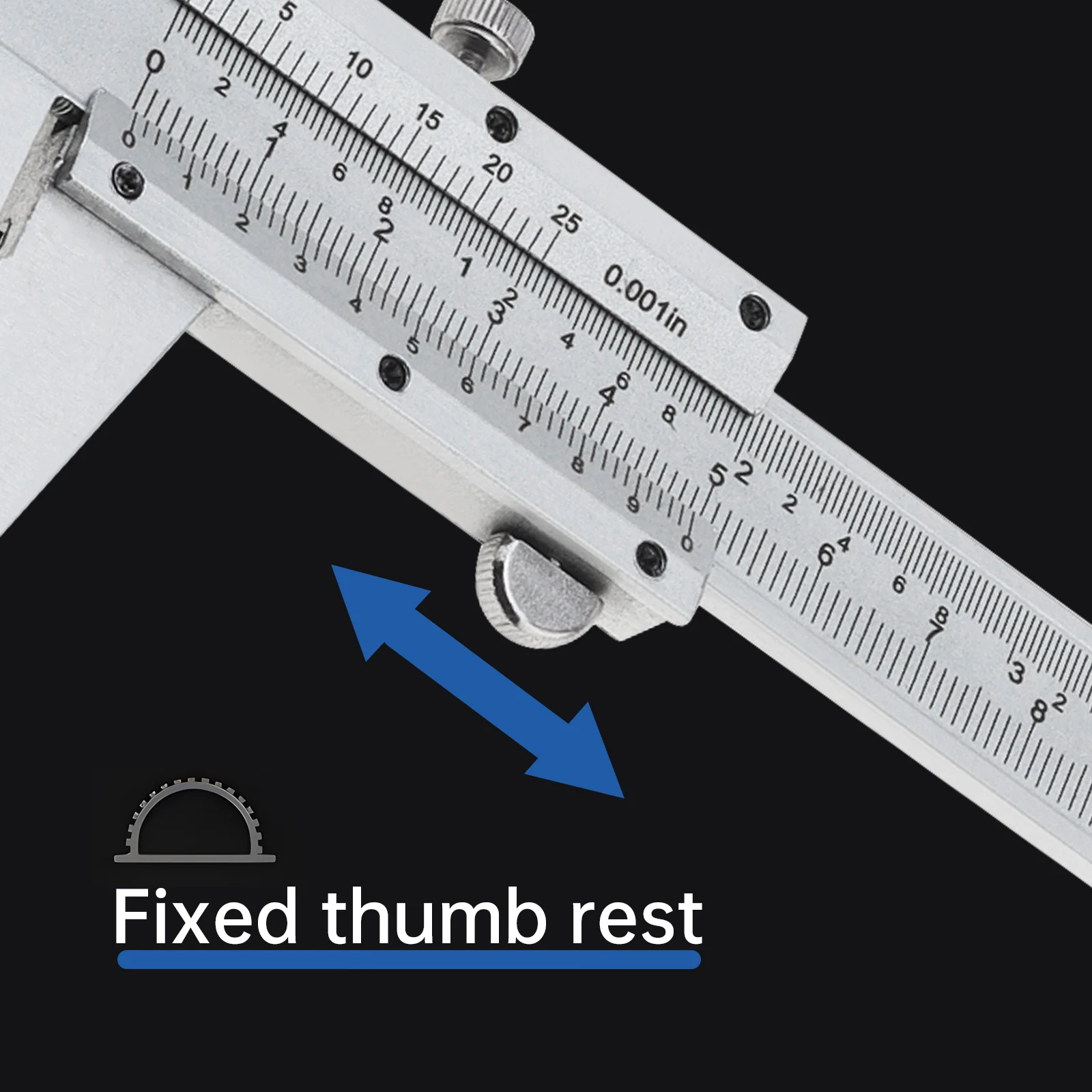 0–150 mm/200 mm/300 mm 0–6 Zoll/8 Zoll/12 Zoll metrischer und imperialer Doppelskala-Messschieber aus Kohlenstoffstahl, 3 Größen optional – Detail 14
