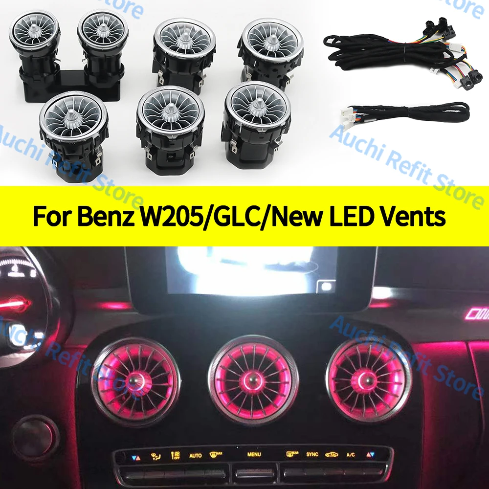 

3/12/64 Colour LED Air Conditioning Vents Ambient Light For Mercedes Benz W205 X253 C-Class GLC AMG C43 C63 Exhaust Nozzle Refit