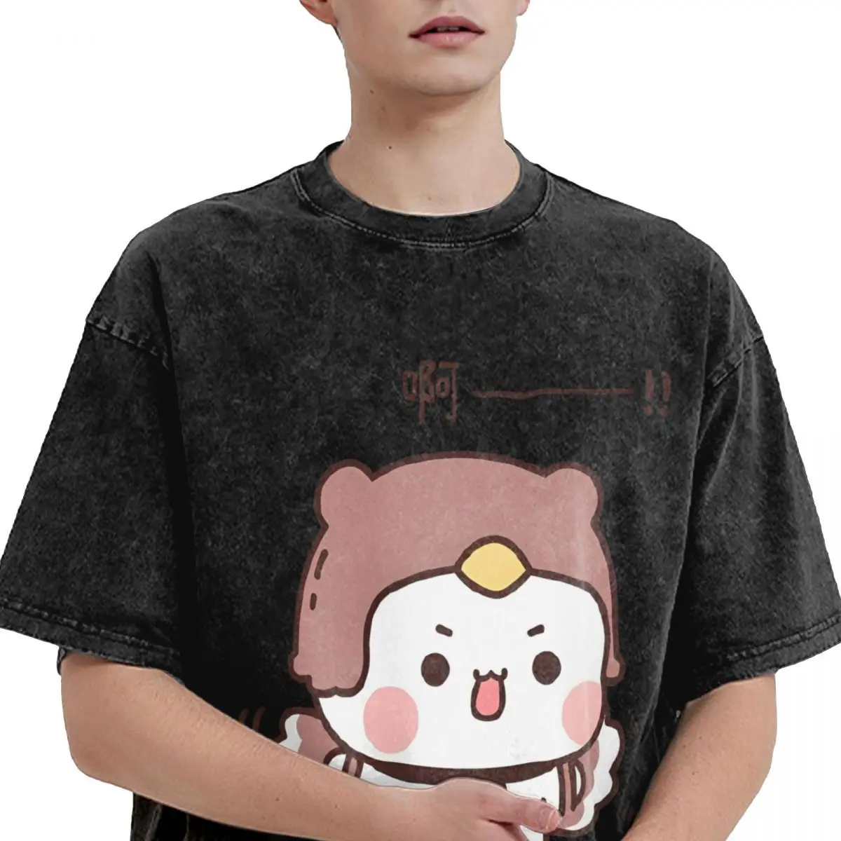 Men Cute Panda Bear Bubu Dudu Fun Love Power T Shirt Clothes Summer Y2K Retro Short Sleeve T Shirt O Neck Casual Tee Shirt Cheap