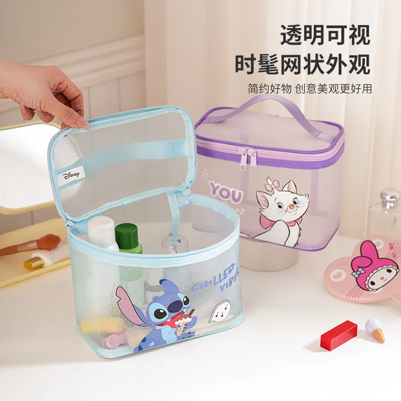 Disney make-uptasje Doorzichtige mesh-tas Lotso Cosmetische hoesjes Cartoon met hoge capaciteit Mooie reisopbergzakken Stitch-toilettas