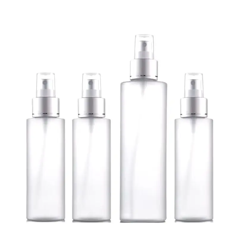 30pcs 100ml 150ml200ml Frost PET Plastic Refillable Bottle Matte Silver Pump Cosmetic Packaging Empty Perfume Mist Spray Bottles