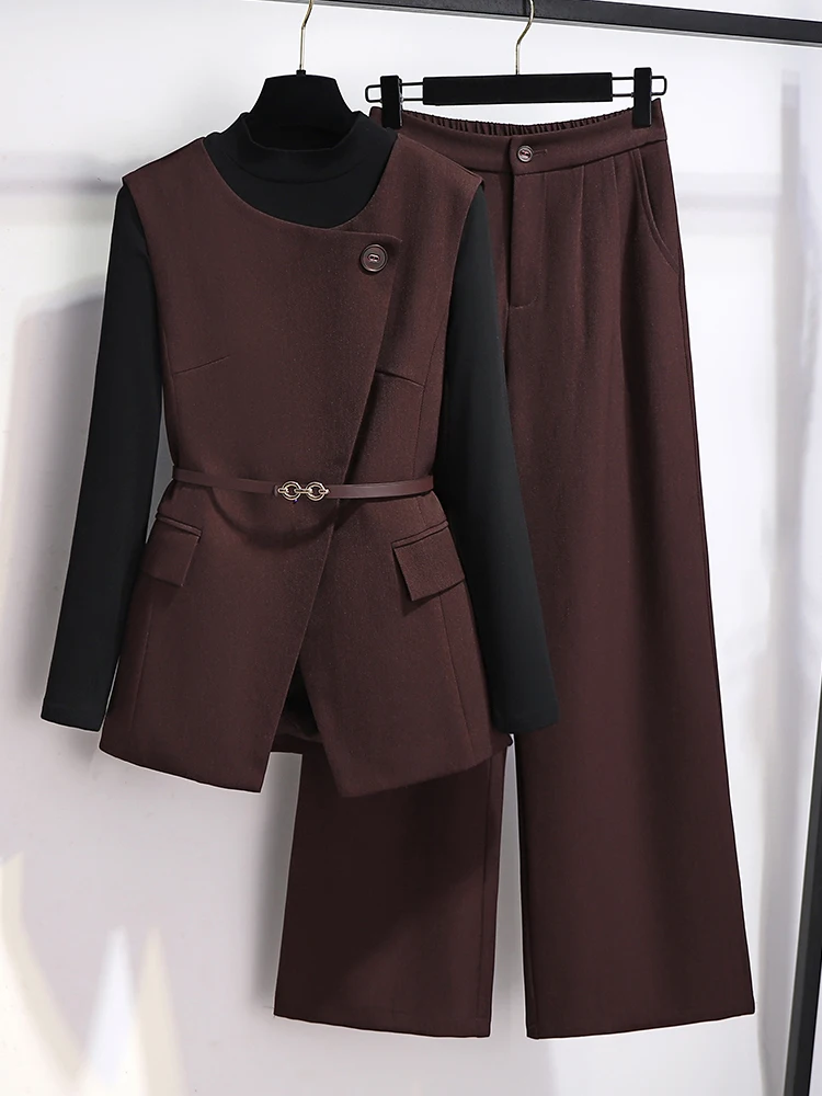 Autumn Winter Mommy Set Women's 2026 New Trend Wedding Banquet Wearable Three-piece Set Luxury Feel Short Length Polyester Sp...