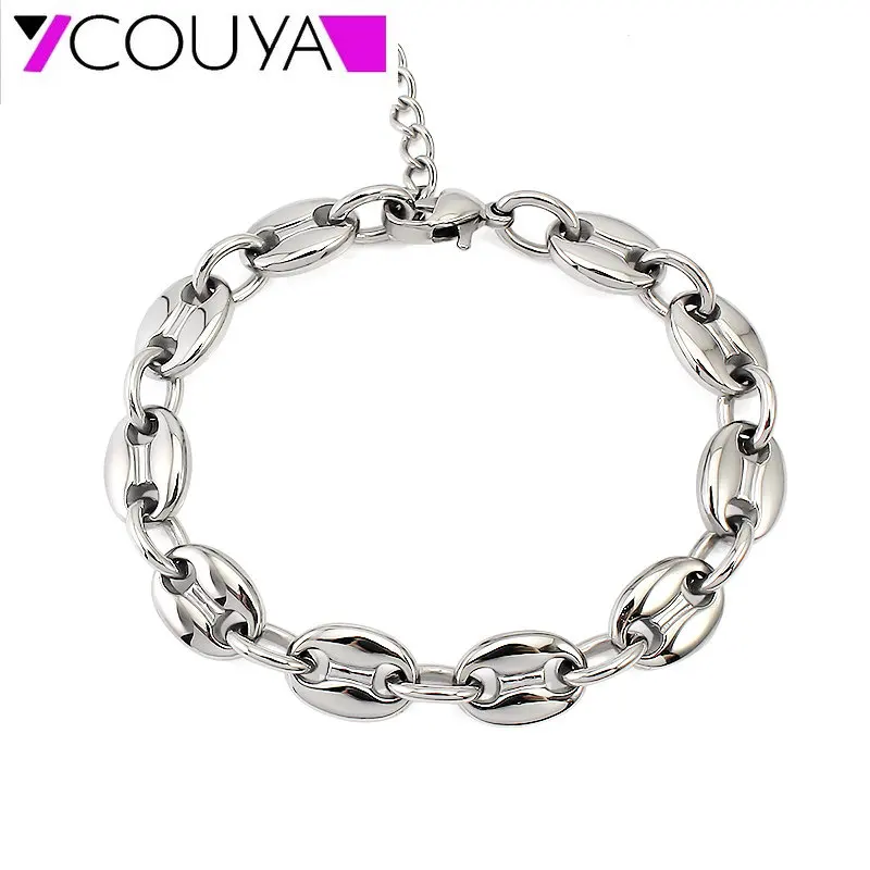 Novelty Coffee Bean Shaped Link Bracelets Stainless Steel Bracelet 18K Gold Plated Fashion Jewelry Gift Unique Design Accessory