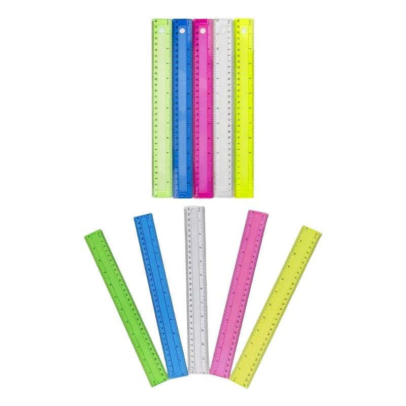 

4Pcs 12Inch Clear Ruler Straight Ruler Inches and Centimeters Double Scale Ruler 601B