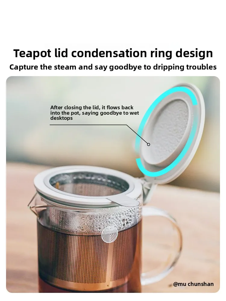 

Tea Separation Tea Cup, Filter Glass, Home Office Transparent Water Cup with Lid and Strap