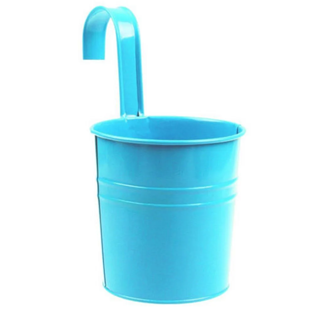Metal Iron Flower Pots with Hook for Wall Hanging Tin Baskets Bucket for Herb Plants Suitable for Indoor and Outdoor Use