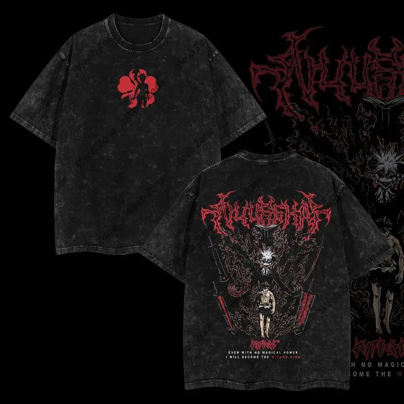 

Limited Edition Asta Demon - Black Clover Anime Double Printed Oversize Lightweight Acid Washed Tee, Gift For anime lover, anime